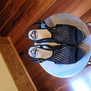Fergaliclous Wedges black and cork size 8 1/2 never worn like new